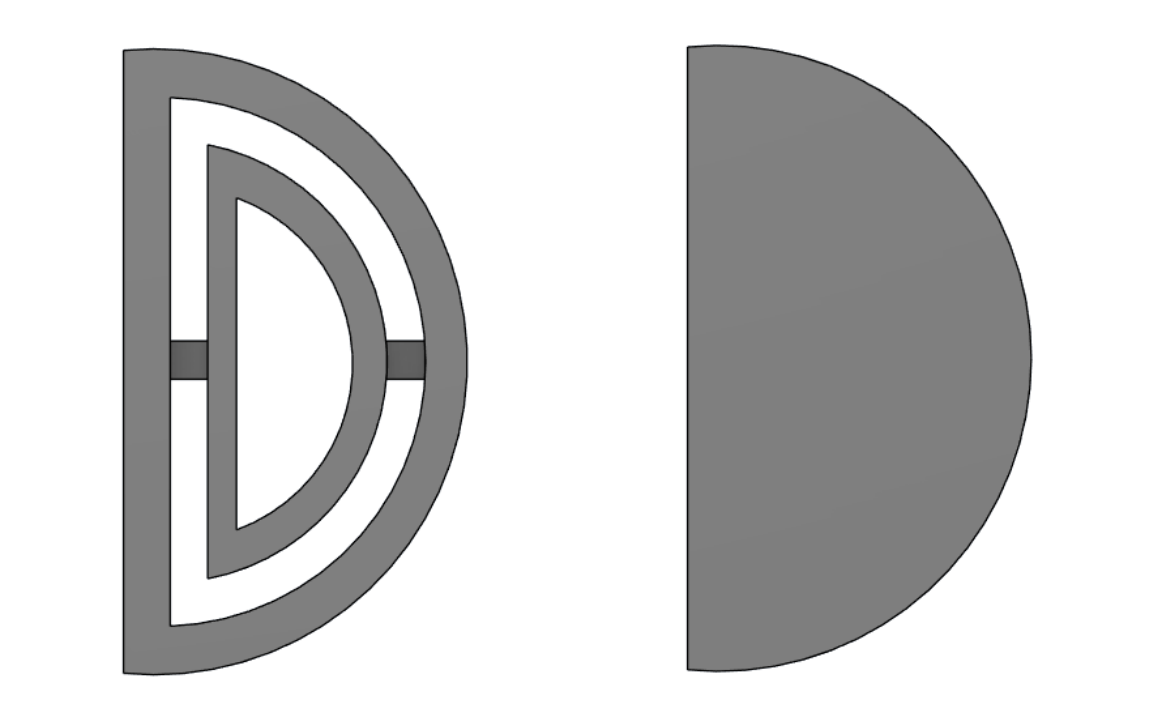Cross section of the 3D printed D-shaped mold and the cast finger profile