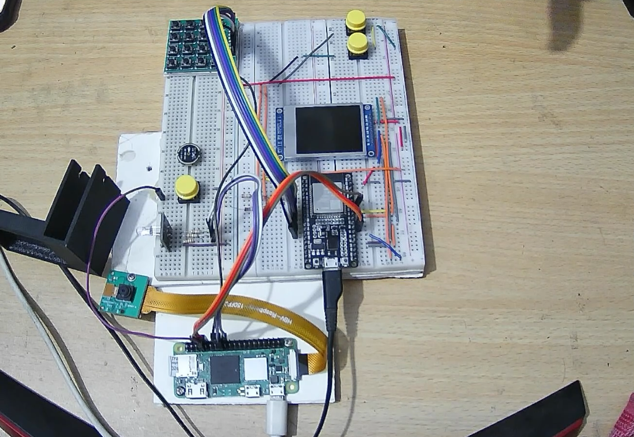 ESP32 IoT development company prototype: an ESP32 on a breadboard wired to a keypad and sensors